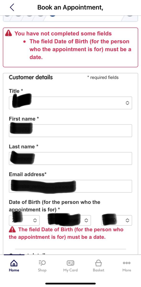 Liliepepette's tweet image. @BootsUK what’s going on with your IT systems please? When trying to book an appointment and selecting my DOB, I get the same error message over and over #itissue #whatsgoingon #losingpatience