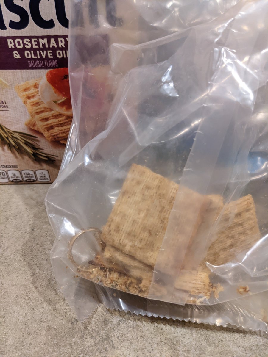 lynders16's tweet photo. A few weeks ago my husband lost his wedding ring. I found it when making his lunch this morning. 🤦🏼‍♀️😯🥹😂 #marriedtotriscuits #TrueLove @TheRealTriscuit https://t.co/RWqxpygAxo