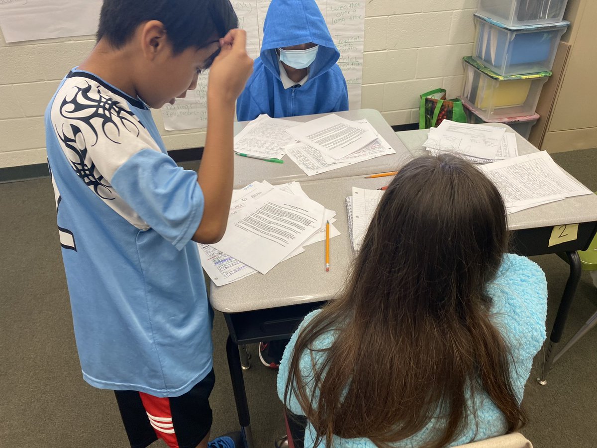 BH_Anderson_'s tweet photo. Students are rewriting student samples from their last writing assessment. They color coded the sample, used the writing rubric to grade the sample text, and are pulling more evidence to support the students main ideas! Superstars✨⭐️💫 https://t.co/Yzpv9nutoF