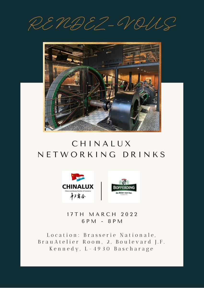 We are excited to invite you to join our ChinaLux in-person networking drinks on 17 March 2022 at Brasserie Nationale! We will enjoy a range of beers, of course, and some lights snacks. 🍻 To register, please click here: bit.ly/3hpKiMN