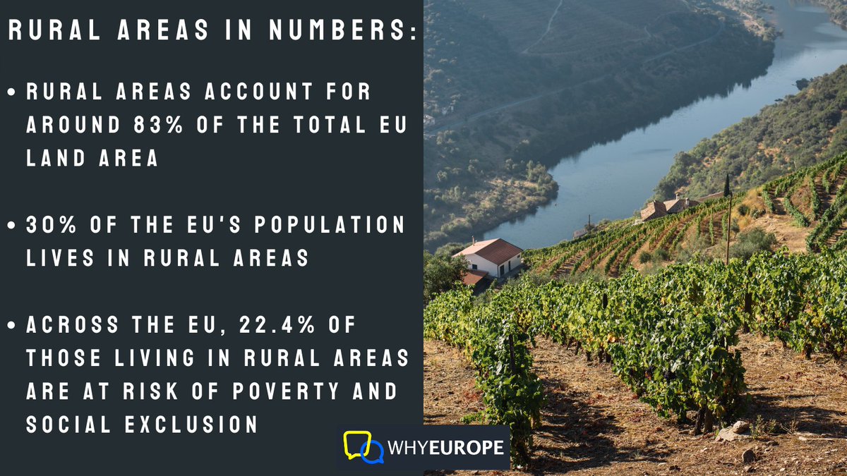 WhyEuropeORG's tweet photo. #Episode3 Rural areas in numbers:
🇪🇺 Rural areas are hugely important for the #EU : they provide food, natural resources, and are home to nearly a third of the Union's population. But these regions also face major challenges, which Rural Development Policy aims to address. https://t.co/LCke6qa4wx