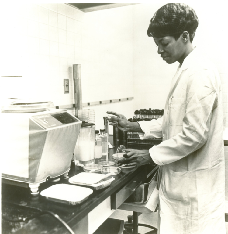 During the Apollo 11 mission, Stouffer's was tapped to provide meals for the returning crew while in isolation. The team at Stouffer's, including Sara Thompson (pictured here), were committed to providing safe, high-quality microwaveable food for the astronauts. #SmithsonianBHM