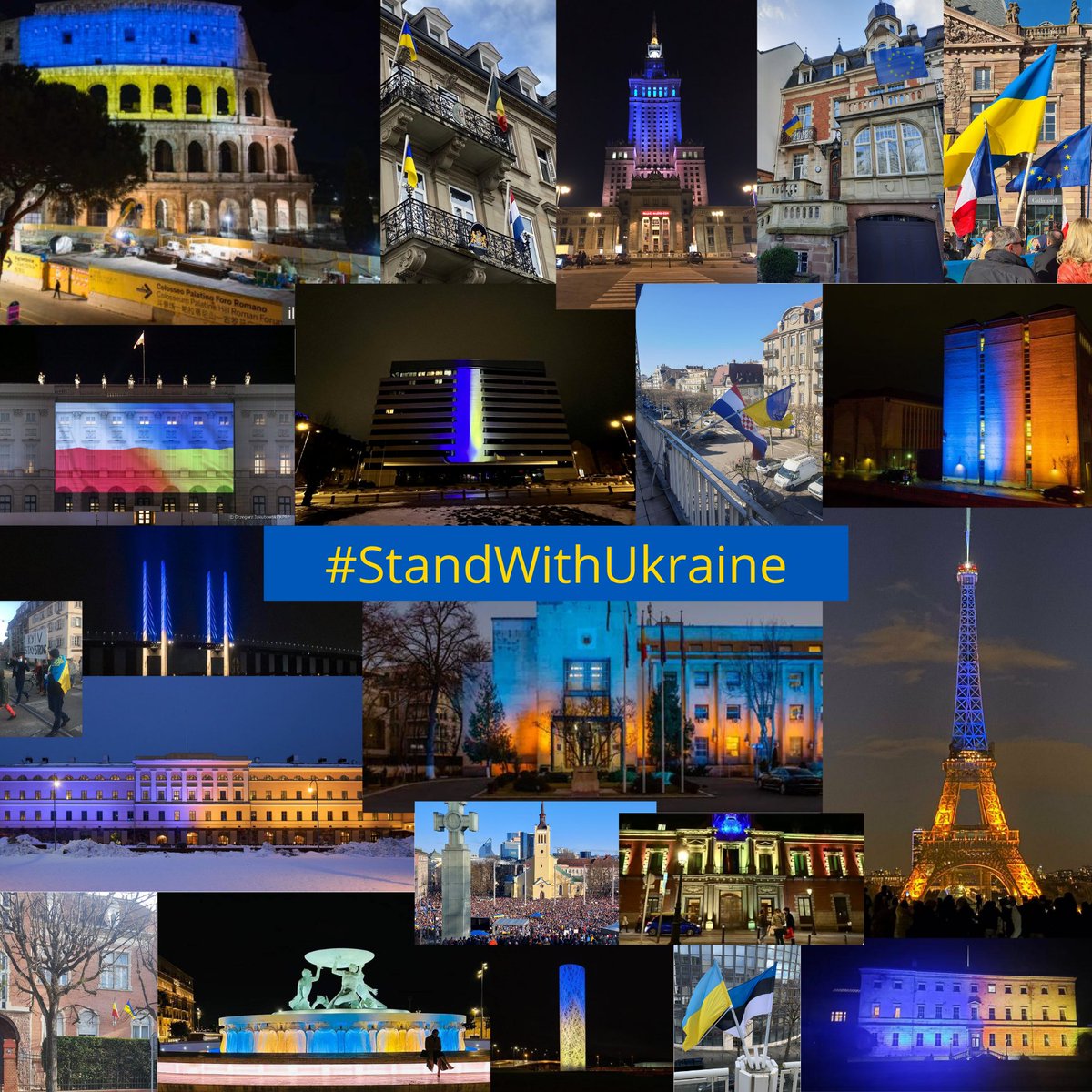 From 🇪🇺 national capitals to 🇪🇺 Member States in Strasbourg, our thoughts are with Ukraine🇺🇦 and its people.
In these hours of crisis, Europe has delivered on its commitment towards a sovereign and independent Ukraine🇺🇦.
It will continue to do so. #StandWithUkraine