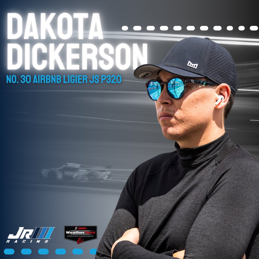 DAKOTA DICKERSON ⚡️

<a href="/DickersonRacing/">Dakota Dickerson</a> joins the No. 30 Airbnb Ligier JS P320 for the 12 Hours of Sebring. Dickerson joins Ari Balogh and Garett Grist for the team’s second ever endurance event. 

NEWS: jriiiracing.com/post/dakota-di…