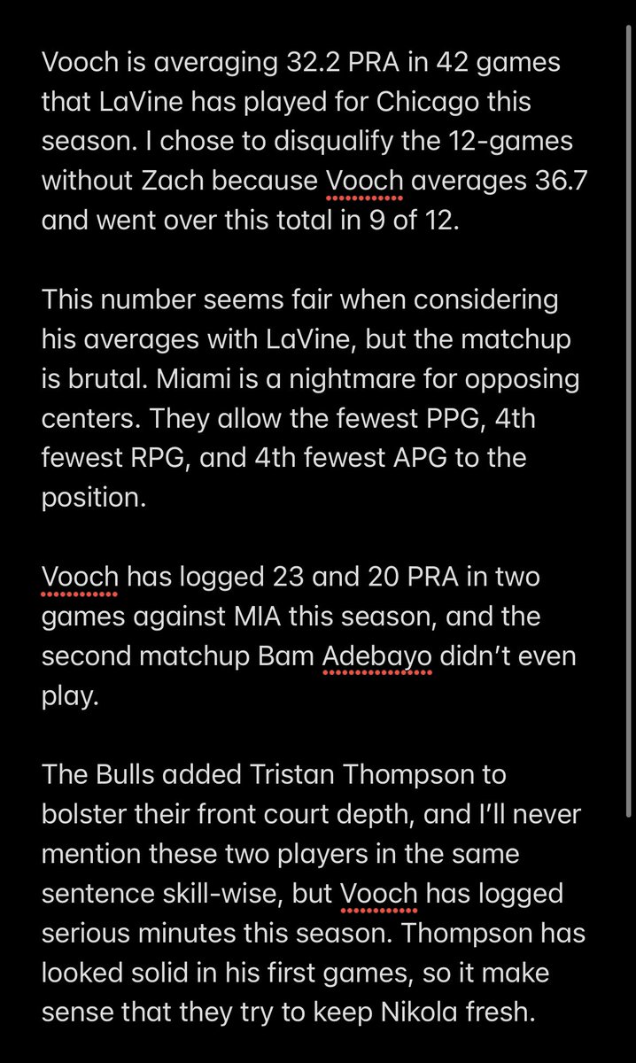 WillyWagers's tweet photo. Nikola Vucevic u31.5 PRA -115 FD

🔒 MIA allows fewest PPG, 4th fewest RPG, and 4th fewest APG against opposing Centers 

#GamblingTwitter #NBAProps https://t.co/rY9zE2ntBi