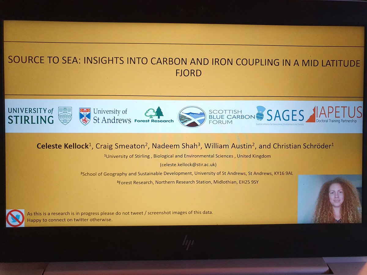 CelesteKellock's tweet photo. My talk at #OSM22 is online. Live session is this afternoon (5.30pm UK time / 12.30 EST) ! Such a great wealth of #landtosea #bluecarbon science at this conference ! ⭐ https://t.co/4jcXqfpwei