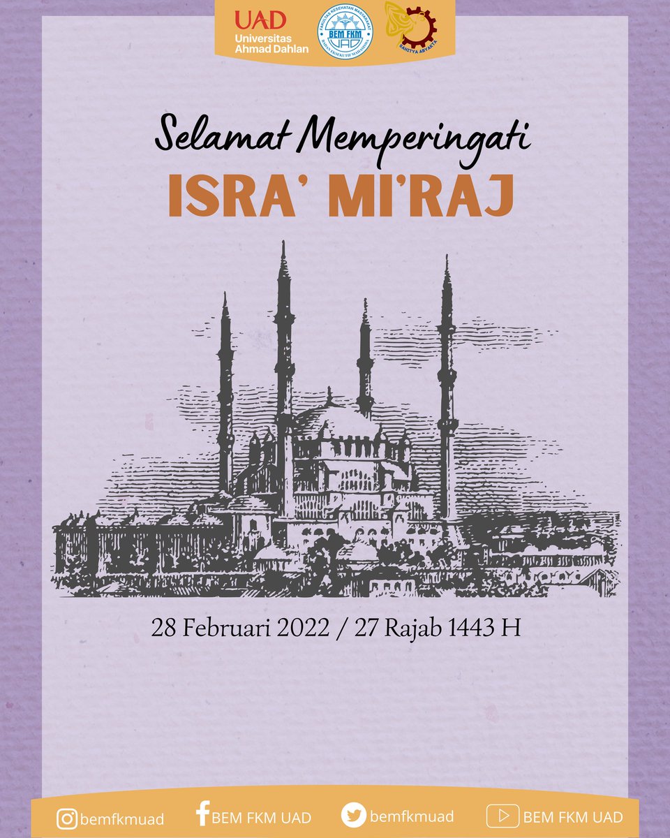 [SELAMAT MEMPERINGATI ISRA' MI'RAJ]

Selamat Isra Mi'raj 1443 Hijriah bagi seluruh umat Islam. Semoga kita memperoleh kesempurnaan iman dan Islam
.
.
Departemen Komunikasi dan Informasi
BEM FKM 2021-2022