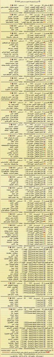 أبرز مباريات شهر مارس 2022

- طلب خاص ، الرّيتويت قبل التّفضيل تقديراً للمجهود 🌹
* مواعيد و أوقات المُباريات غير ثابتة
.