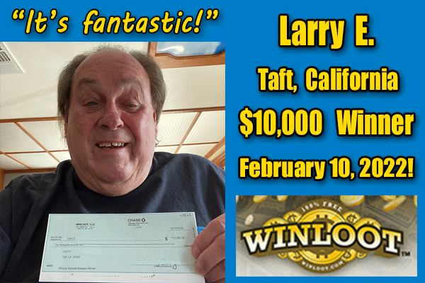 Winloot's tweet photo. #MondayMotivation 

How does Larry E. from Taft, California, feel about winning $10,000? "HAPPY, HAPPY, HAPPY!"

Congrats, Larry! Thanks for the selfie! We hope you have the time of your life with your prize money!

Enter to be our next winner: https://t.co/rHE0nFjlZR https://t.co/PQPKU4pZvM