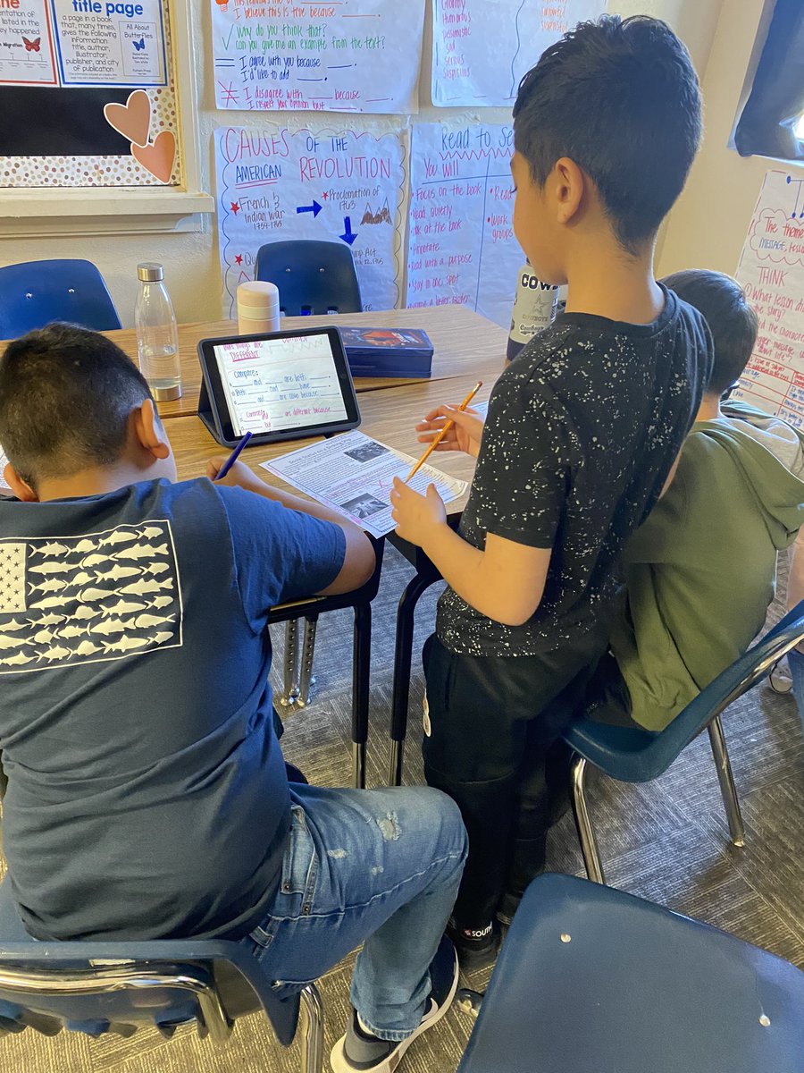 MrsPettit8's tweet photo. Today we read an article about social classes on the Titanic. We used the @lead4ward 4 corner strategy to compare and contrast. Last they used sentence starters to write a response with partners. https://t.co/6guettjzrN