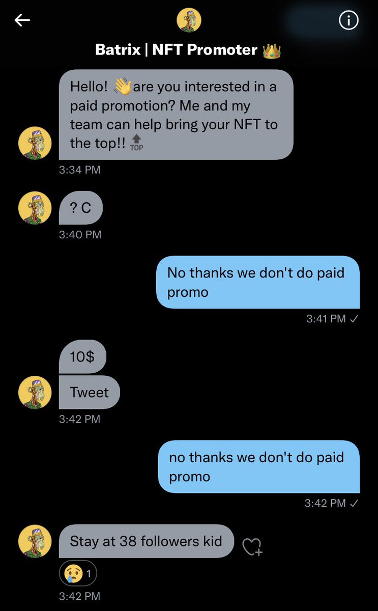lowtempcowboy's tweet photo. These “NFT Promoters” are becoming very down bad😭🤣 https://t.co/WUffj394XV