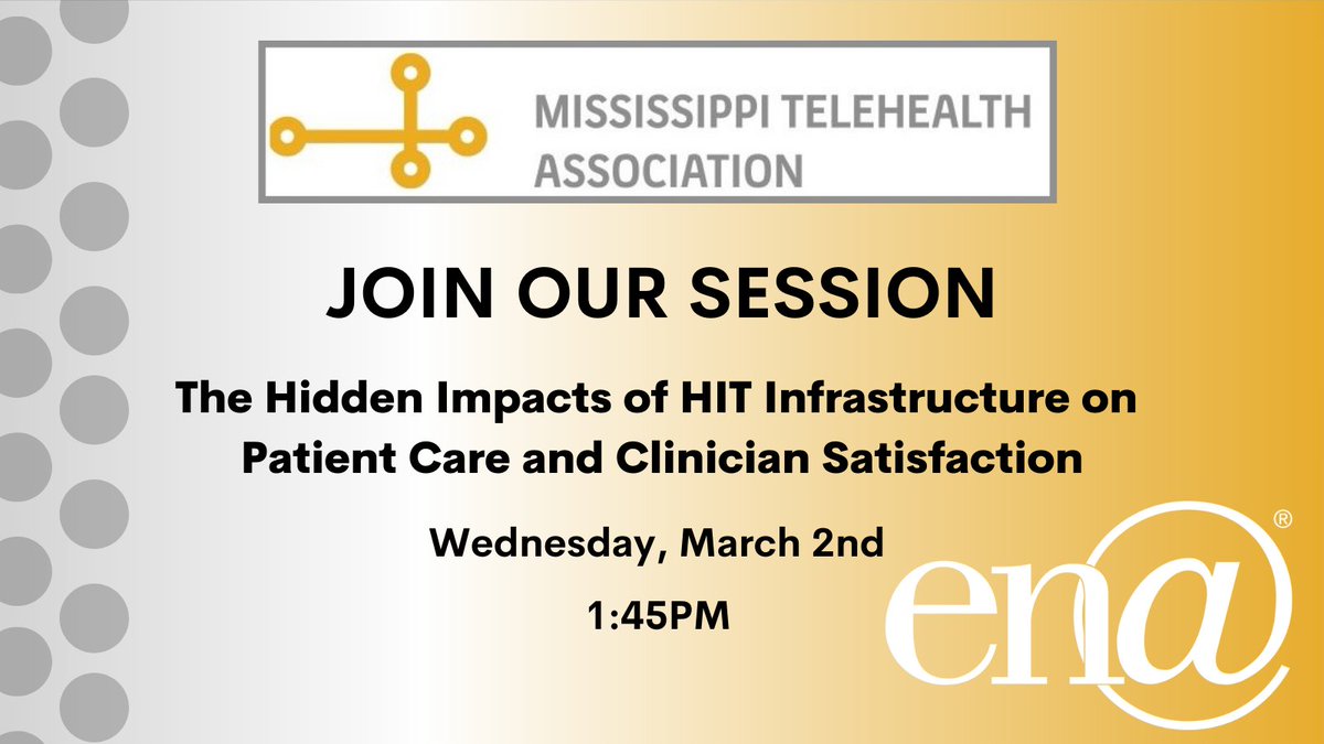 ENA_Healthcare's tweet photo. We’re excited to be at the Mississippi Telehealth Expo in Jackson, MS!  Be sure to stop by our booth and don’t miss our session Wednesday afternoon. Can’t wait to see you there! #EngageWithENA @MS_Telehealth https://t.co/jAbBrMhR5f