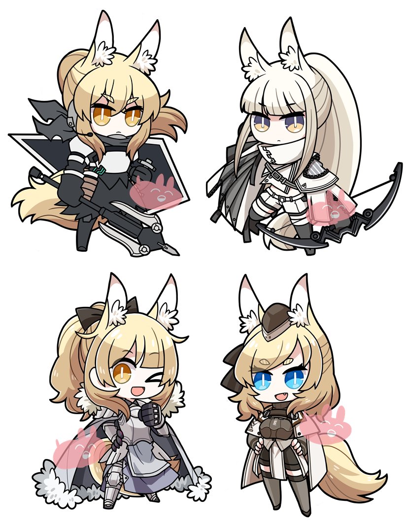 nearl (arknights) ,whislash (arknights) multiple girls horse ears shield animal ears animal ear fluff horse tail holding  illustration images