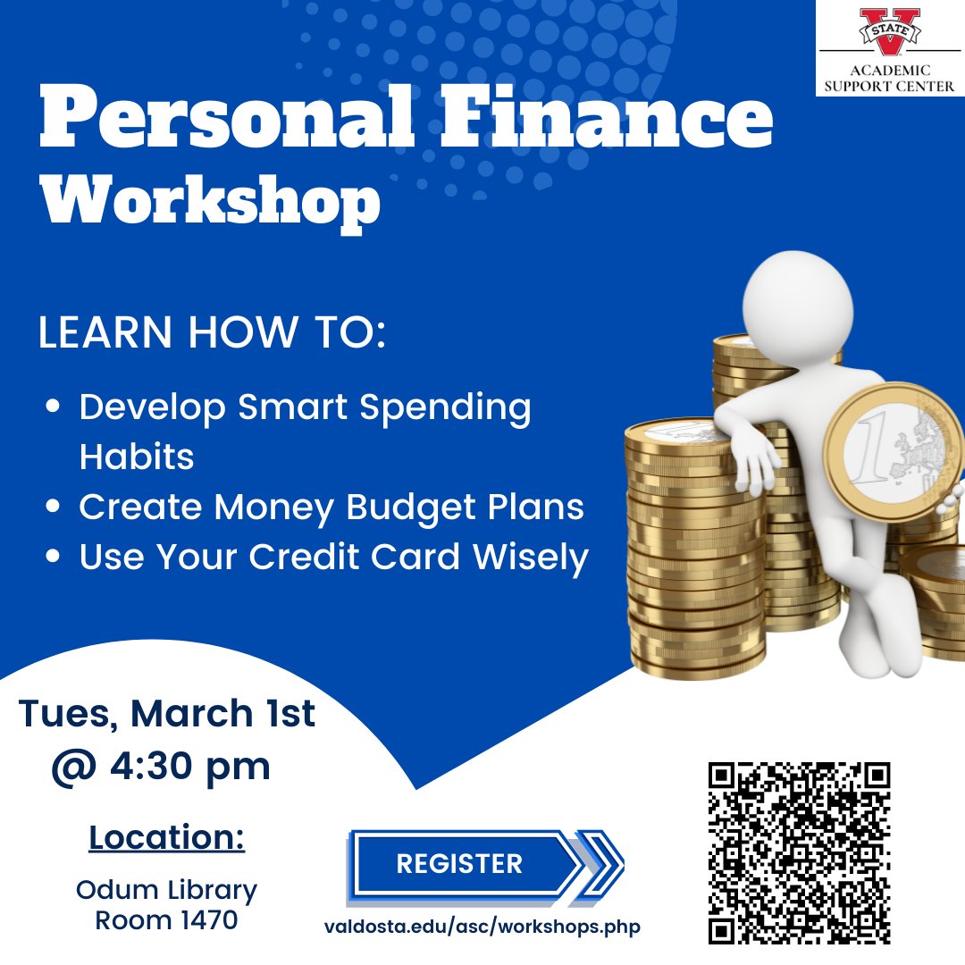 VsuAsc's tweet photo. Money money money moooneeeeyy!! Join us tomorrow, March 1st at 4:30 pm, for our workshop on Personal Finance! Workshop will be held in Odum Library, Room 1470. VSU students can register at https://t.co/JexHBHNnge https://t.co/kL47sdOB3Z