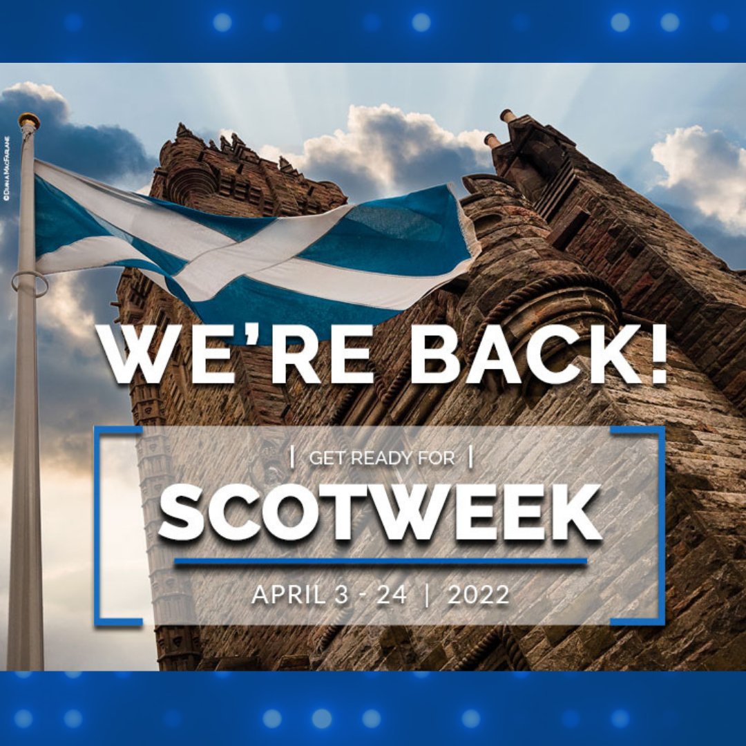 ScotWeek's tweet photo. We're back! And ready for 3 weeks of events to celebrate Scotland and modern Scottish excellence. 

 https://t.co/gXIUjMNXqh

*
*
*

#Scotland #Scottish #ScotWeek #ScotWeek2022 #VisitScotland #ScotlandIsNow #ScotsInLA #ScotsInNewYork #Saltire https://t.co/kqO0JloLci
