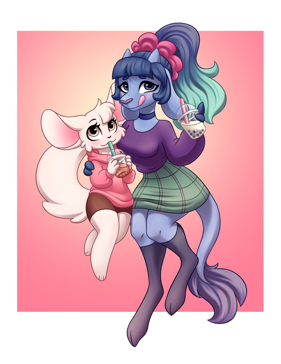 anvalina's tweet photo. Little boba date between @dirtywolfart1 and my little chinchilla ^^

commission for wolfy https://t.co/FZU4zhiVoM