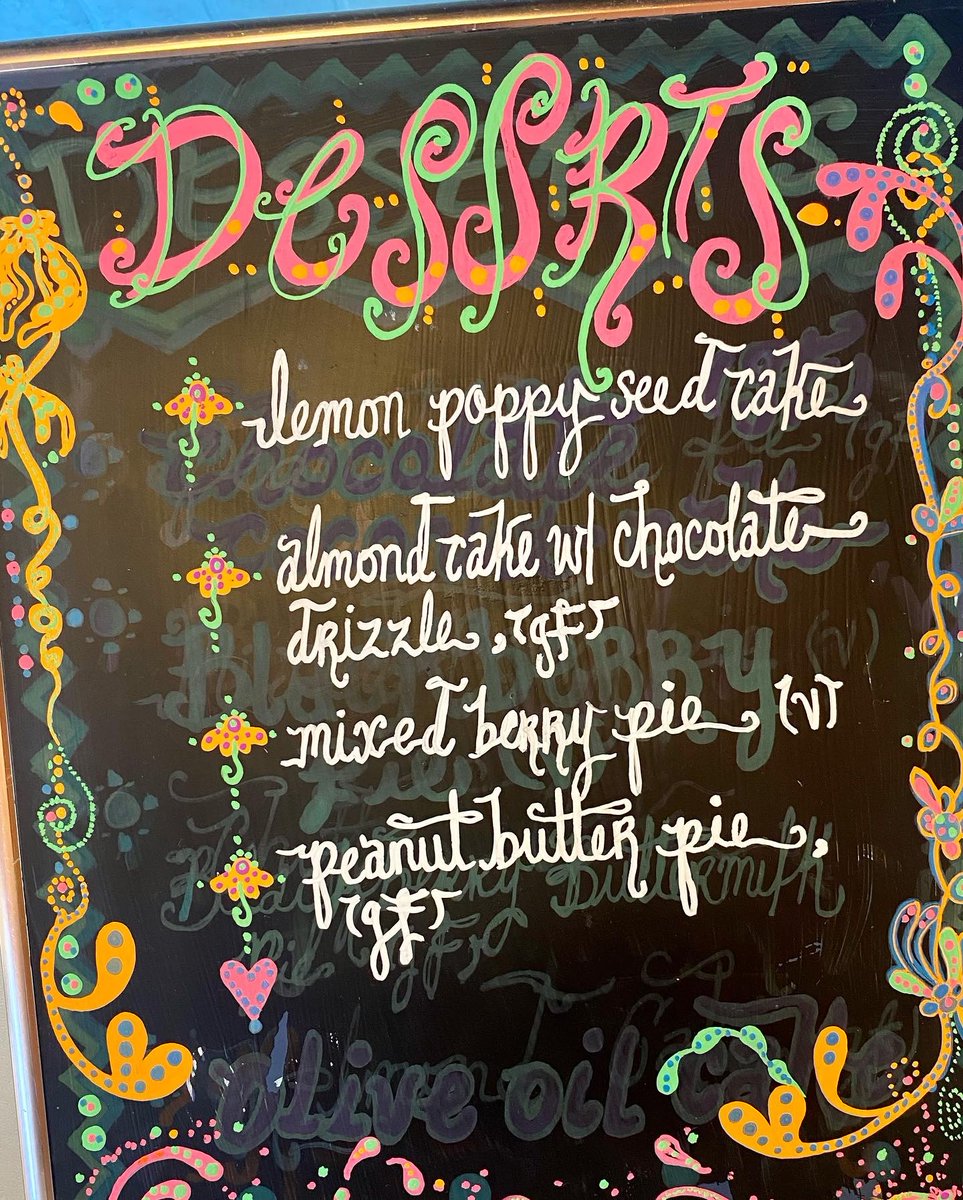 GarnettsRVA's tweet photo. STARTING TODAY with Peanut Butter Pie #gf, Mixed Berry Pie #vegan, Chocolate Almond Cake #gf (photo), and Lemon Poppy Cake ~ SOUP TODAY is Creamy Tomato #gf ~ Have you tried our Chicken Salad Sandwich?!?
#rvadine #eatrva #fandistrictrva #rvalunch https://t.co/boYOadf7bW
