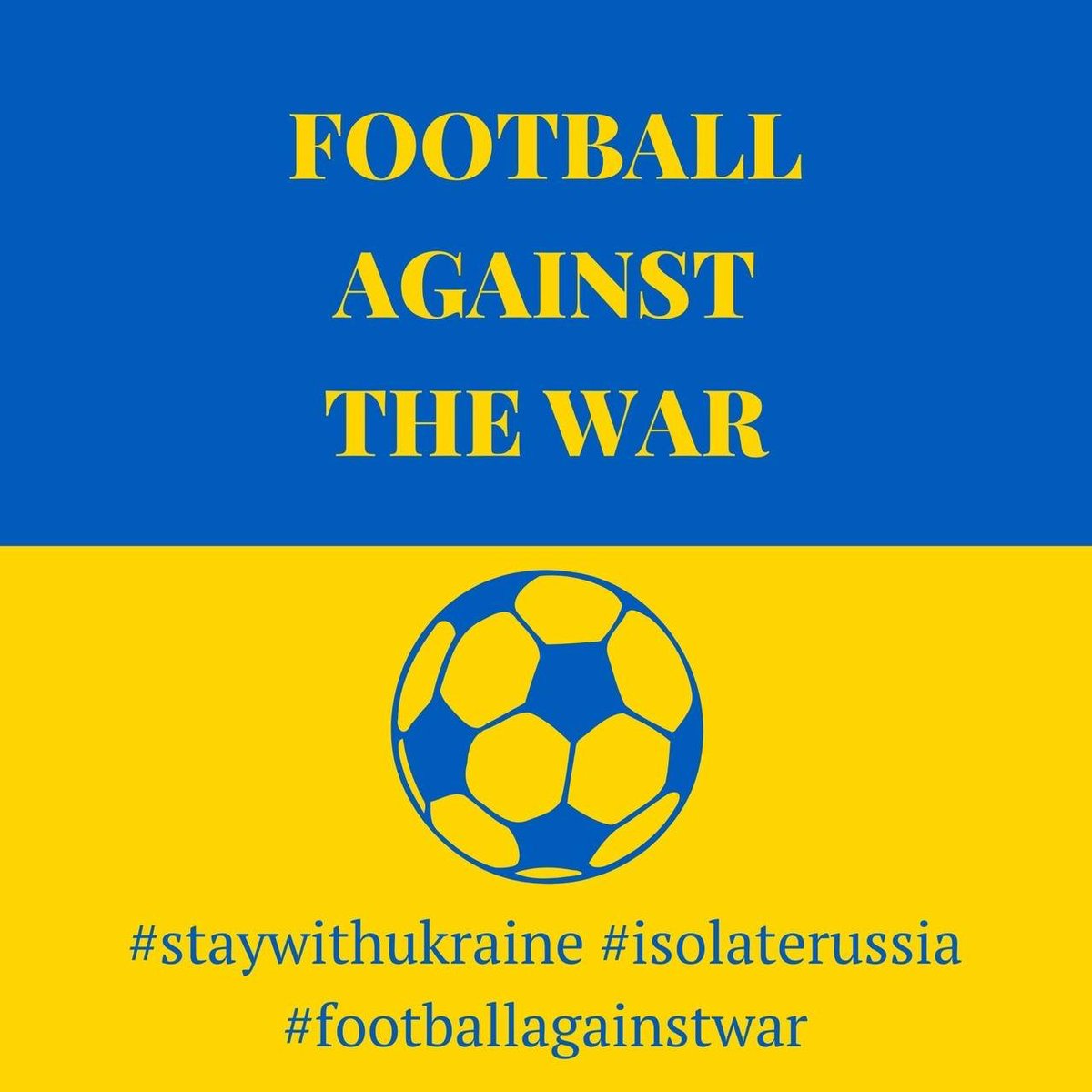We urge all professional footballers to join the flashmob #footballagainstwar. Express your support to Ukraine in the fight against Russian occupiers! Russia must be isolated from all football competitions and organizations.
Together we will win!
#staywithukraine #isolateRussia