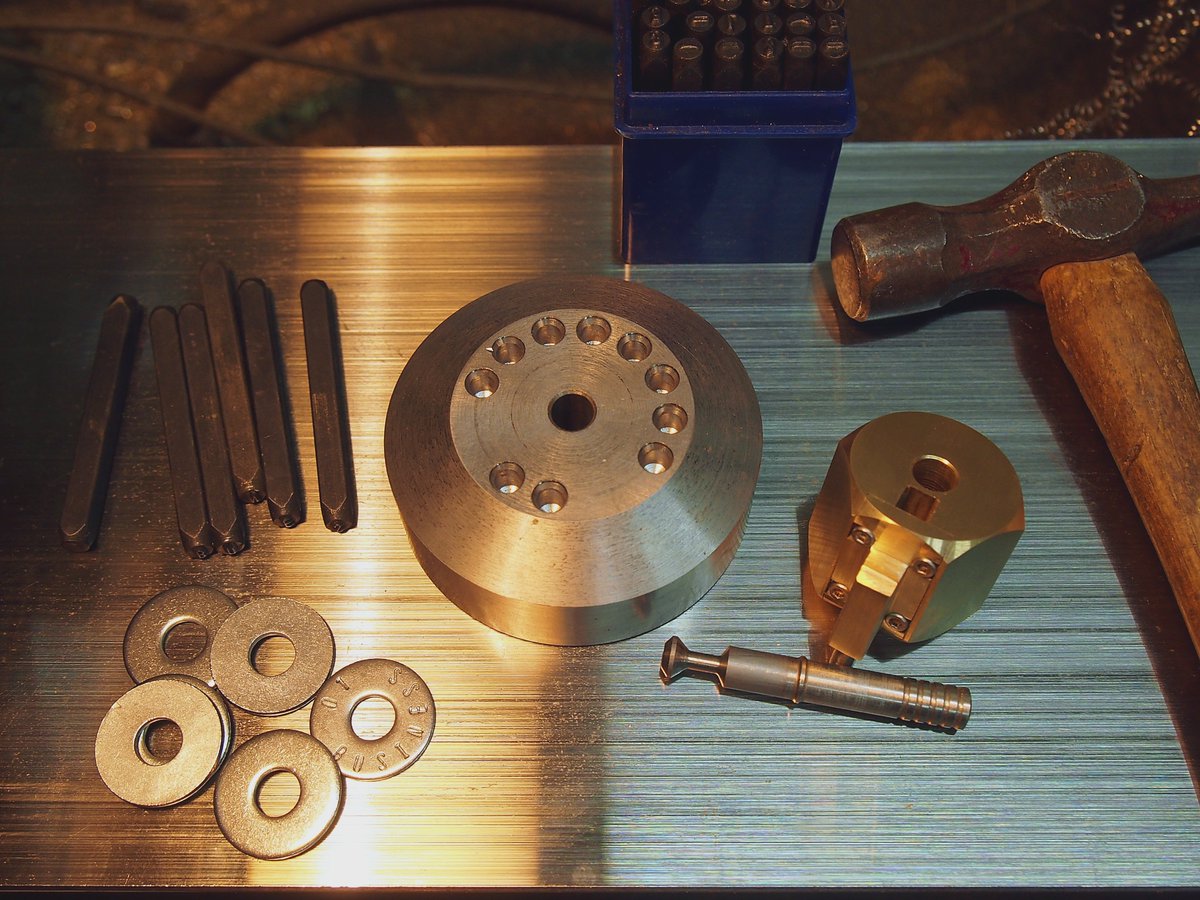 adrflood's tweet photo. Here are some photos of the latest version of the Seed Jig, the new bitcoin seed phrase stamping device I have designed. Machined from brass and steel. https://t.co/t9jm4ntgPB