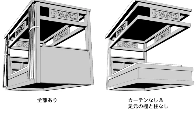 【追加】師尊のベッド単体を追加しました。
各パーツごとに表示のオンオフが出来るようになっています。(2枚めはパーツ分けの説明です)
リスト限定の配布のページよりアドレスとDLキーをご確認ください。 
