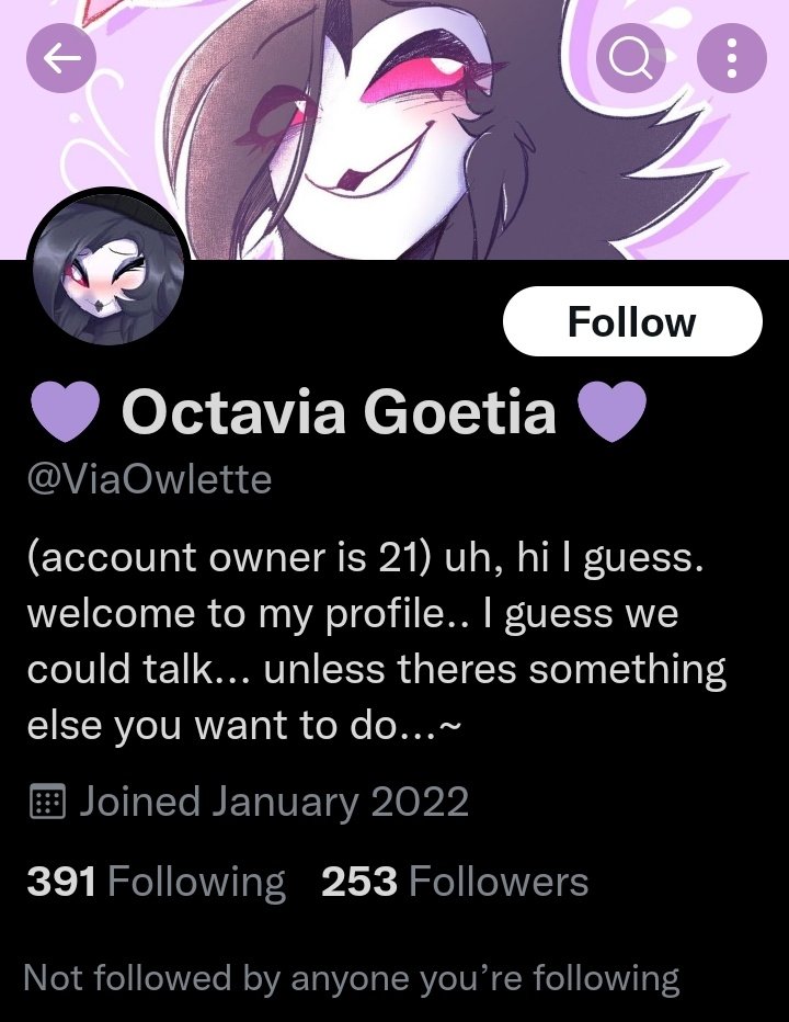 [[ anyway @HELLUVA_OWL and @ViaOwlette lewding a character who's a minor. 

also some of my moots are following the former. big yikes.