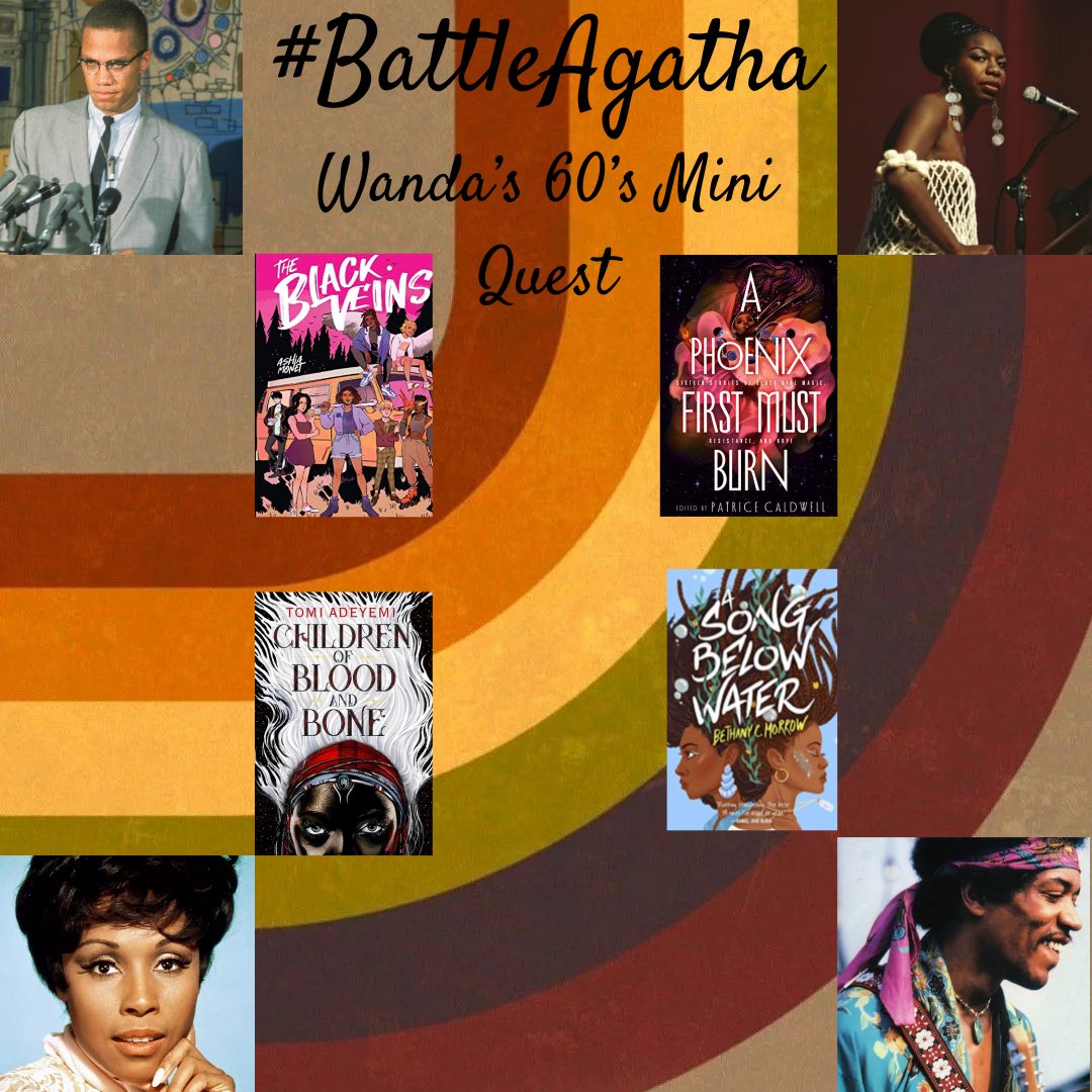 Wanda’s 60’s Mini Quest
#BattleAgatha <a href="/AvengersReading/">Avengers Iniative Reading Challenge</a> 

I chose to make a graphic that has 60’s vibes and add books that have magical vibes😍