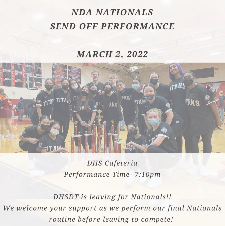 DominionLcps's tweet photo. Come out to support the @dhsdanceteam on Wednesday, March 2 at 7:10 pm for their NDA Nationals send-off performance. https://t.co/zqEregT6Jy