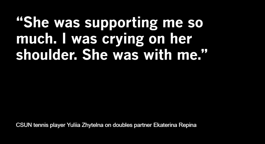 Zhytelna, a freshman, was paired with Russian Ekaterina Repina, a redshirt senior, before the season started.

They bonded immediately. 

And that bond has strengthened during the crisis involving their home countries.

lat.ms/3vqjFj9