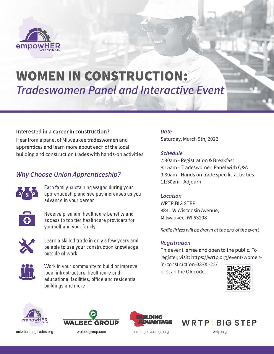 BldgAdvantage's tweet photo. There's still time to register for the #Womeninconstruction panel event held on Saturday, March 5th! Hear from local #tradeswomen as they answer your construction career questions. Follow the link for more information 👇
https://t.co/g1JOlmmBsL https://t.co/kTD75qY2Hj