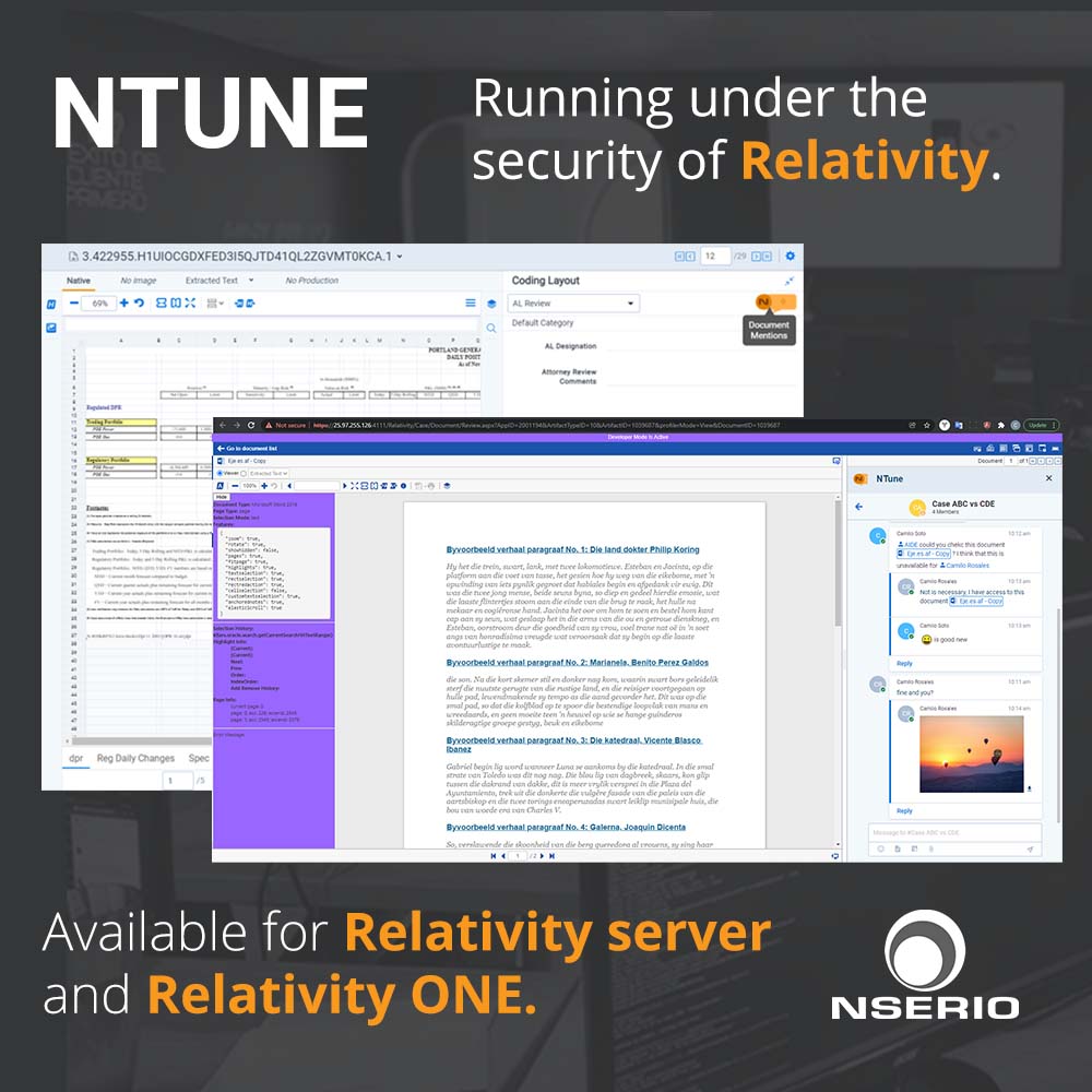 NSerioCorp's tweet photo. NTune is now available for Relativity On-Prem versions 10.3 and Server 2021. If you want a trial version, please reach out to us. π‘π
#NSerio #NSeriodevs #NTune #Relativity #RelativityOne #eDiscovery #LegalTech #documentreview #lawtech https://t.co/xNz0my5yll