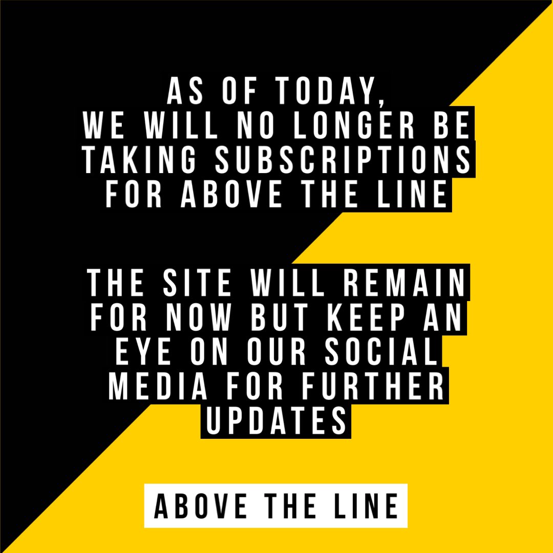 AboveTheLine_CB's tweet photo. As of today, we will no longer be taking Above The Line subscriptions. Keep an eye out for further updates on our social media.
#FilmMasterclass #AboveTheLine #KeepAnEyeOut https://t.co/iGlpGhikYF