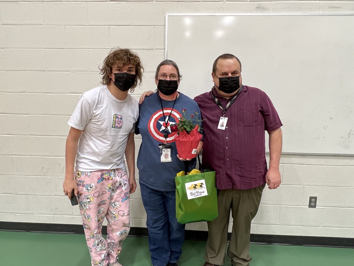 Congratulations to <a href="/bp_mustangs/">BellPrairie Mustang</a> 4th-grade teacher Stacy Adamson! She was surprised at an assembly with the news that she has been named a Presidential Award for Excellence in Science and Math Teaching honoree. Mrs. Adamson is one of only two winners in the entire state!