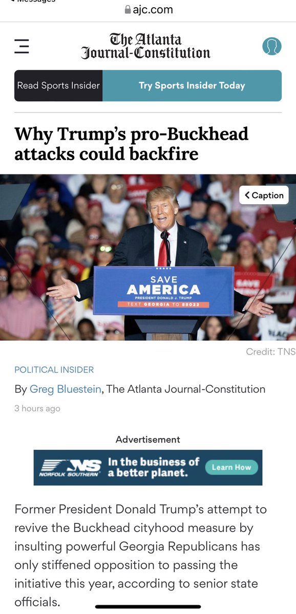 “[Trump] issued a scathing statement…after the measure to split Atlanta was effectively declared dead…” I’ve long said this was about more than crime, it was personal.  He wants to destroy a city he can’t control. @POTUS still won, we remain #OneAtlanta & I’ll NEVER be silenced