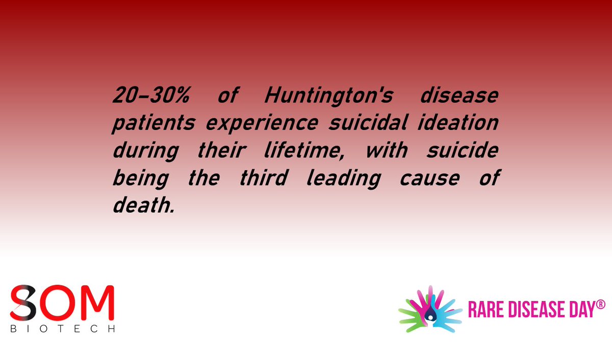Currently approved treatments for #Huntington’s disease are associated with a number of severe side effects. That’s why #RareDiseaseDay is important, as we aim to encourage education and further research into Rare Diseases, to address these unmet needs. rarediseaseday.org