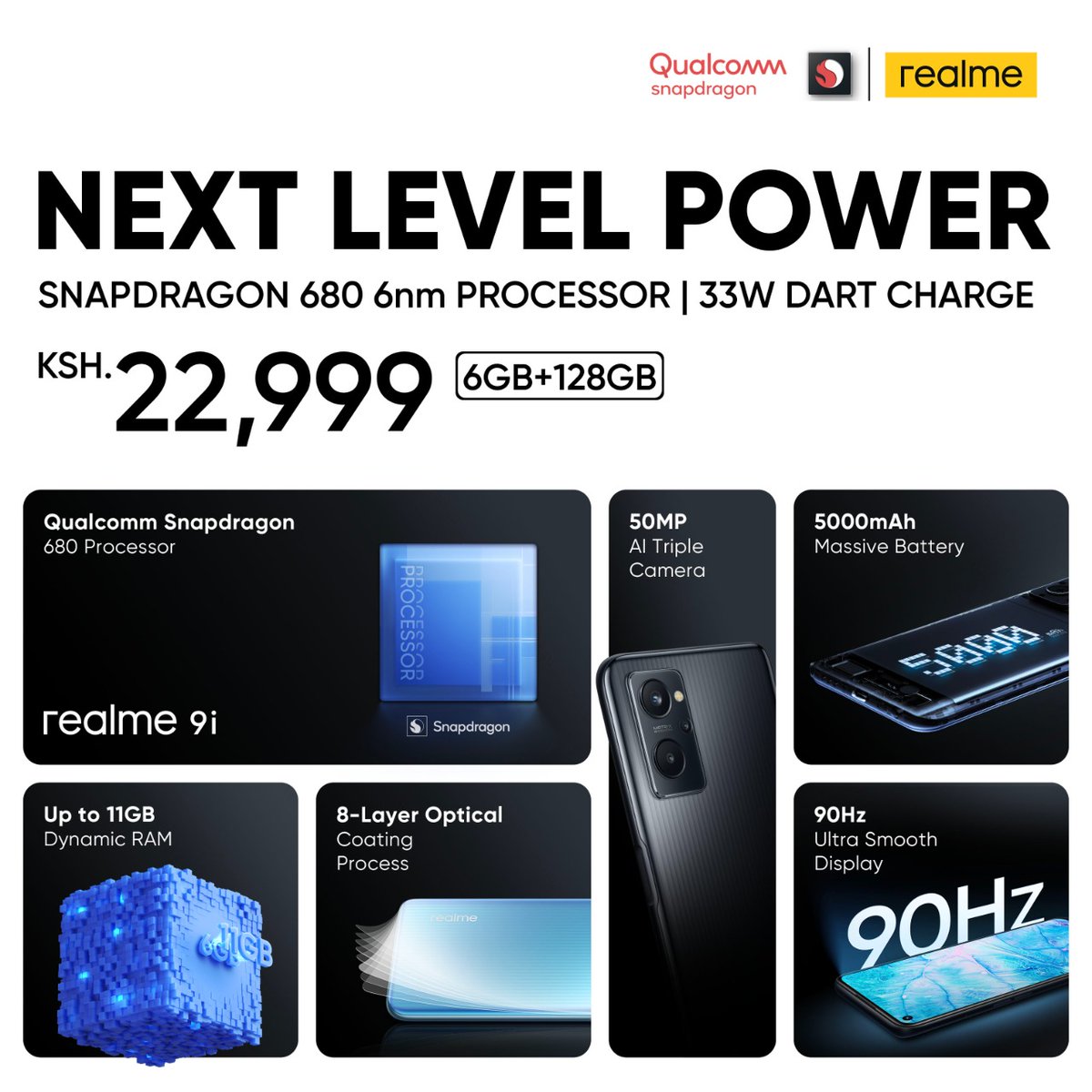 NewtonOmache's tweet image. Are you looking for a phone w/ FAST CHARGE &amp;amp; GOOD BATTERY CAPACITY? Try the #realme9i today🔥

With next level;

🔶Energy Saving
🔶Charging
🔶Battery

THIS IS THE NEXT LEVEL YOU NEED📱😍

Buy here: bit.ly/jumiarealmeke
Pice: Ksh. 22,999 RRP

#NextLevelPower