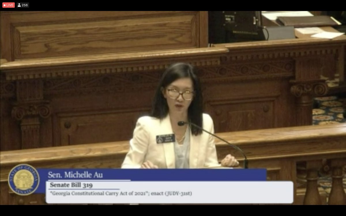 GASenateDems's tweet image. Sen @AuforGA presents a @GASenateDems amendment to #SB319 #permitlesscarry to require universal background checks to purchase a firearm. If we're eliminating permits, we should at least close the gun show loophole. Nearly a quarter of gun sales avoid the background check. #gapol