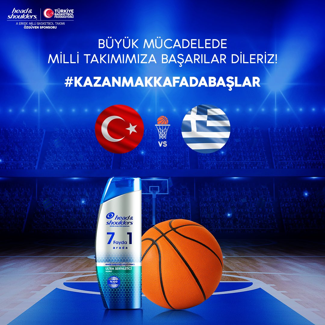 Karşılaşmaya dakikalar kala, heyecan dorukta. 🏀  A Erkek Milli Basketbol Takımının Özgüven Sponsoru Dünyanın 1 Numarası Head&amp;Shoulders olarak milli takımımıza başarılar dileriz! 💪👊 #KazanmakKafadaBaşlar <a href="/TBF/">TBF</a>