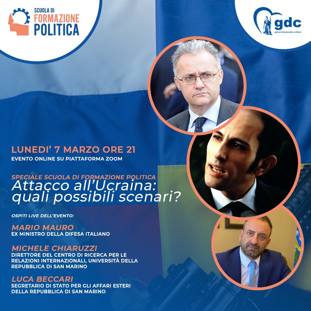 Meseuro1's tweet photo. 🔵 LUNEDI 07/03 alle ore 21, Appuntamento Speciale di Scuola di Formazione Politica dal titolo:
👉 Attacco all' #Ucraina: quali possibili scenari? 

✅ La partecipazione è gratuita, ecco il link per accedere all'evento: https://t.co/XDq0KuFoLA https://t.co/N94WAiu9jq