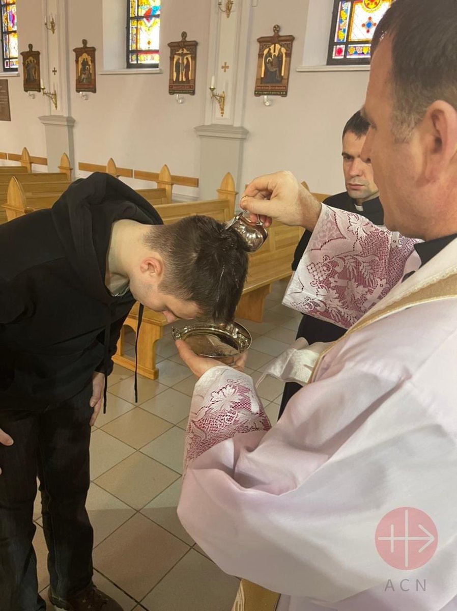 A young man who had been preparing for some time for entry into the Church asked to be baptized and make his First Communion after being drafted for the Ukrainian war effort against Russian aggression.