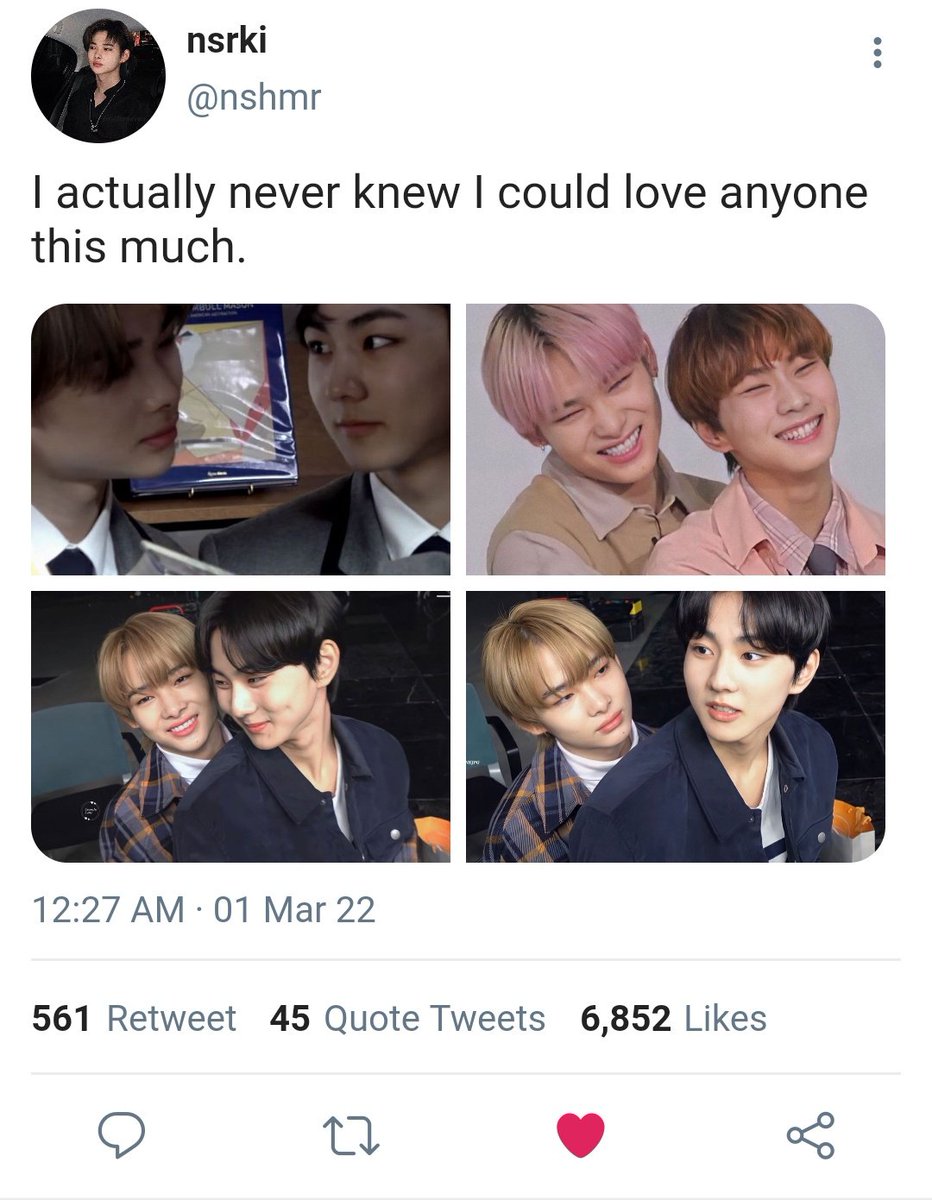 A #sunki one tweet au wherein Sunoo and Ni-ki have been together for three years.
