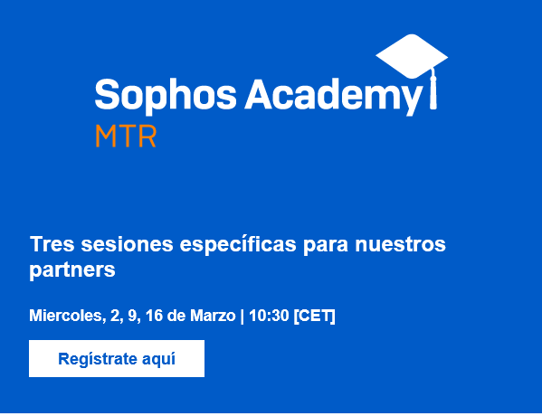 ¡Inscríbete a las sesiones de <a href="/SophosIberia/">SophosIberia</a>! En ellas explorarán por qué es necesario un servicio de MTR, cómo descubrir oportunidades de venta y cómo apoyar a tus clientes en la transición a un servicio gestionado de detección y respuesta ante amenazas.
 lnkd.in/dwKMy3iN
