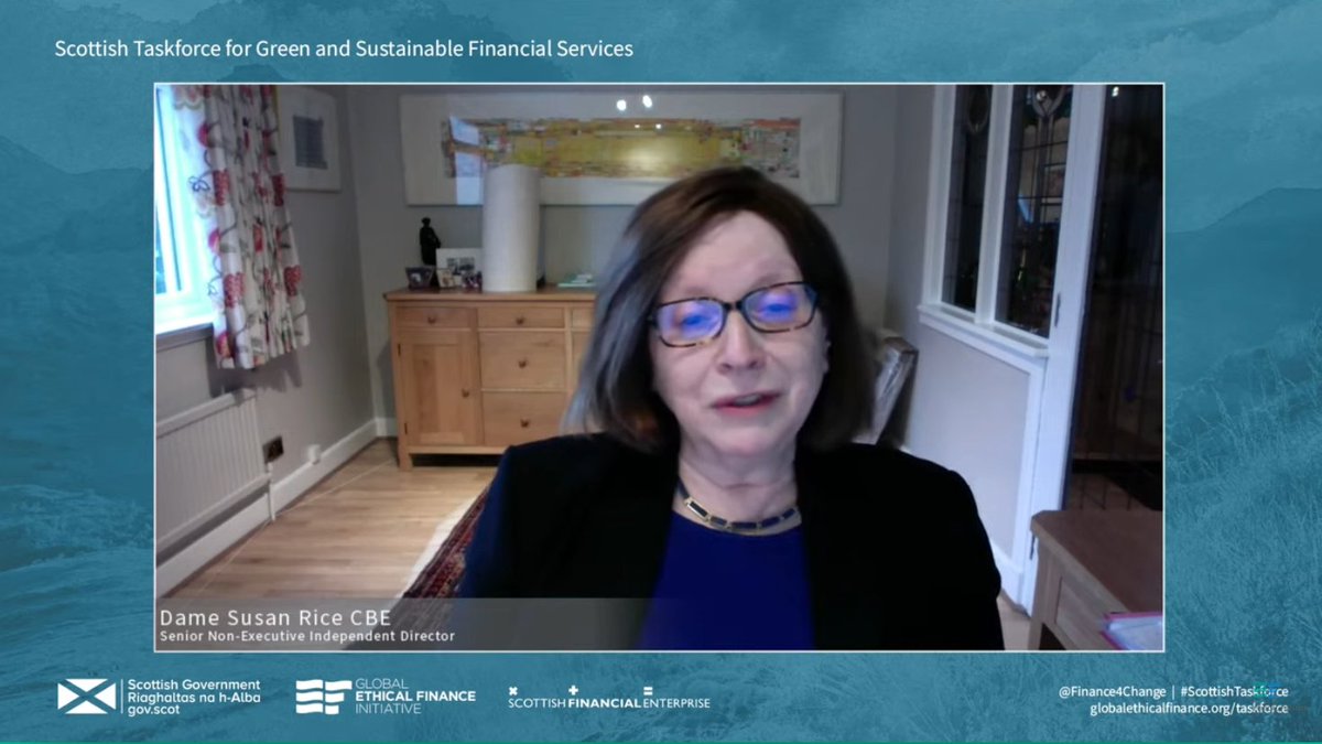 Finance4Change's tweet photo. Dame Susan Rice @FSCB_UK highlights some of the excellent existing work in Scotland that the #ScottishTaskforce will augment, including the Green Finance Certificate from @charteredbanker.

Learn more at https://t.co/y1gJ2uwgLO https://t.co/GtmEsE4tXp