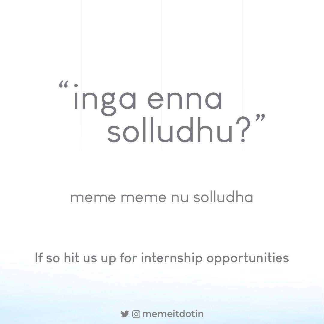memeitdotin's tweet photo. Ulagathula ithana creators irundhum, nanga ungala dhaan thedurom!

Do you think your meme sense would impress masses? DM us for internship opportunities.

#Intern #InternshipOpportunities #MomentMarketing #MemeMarketing #MarketingIntern https://t.co/bxka3XkSB3