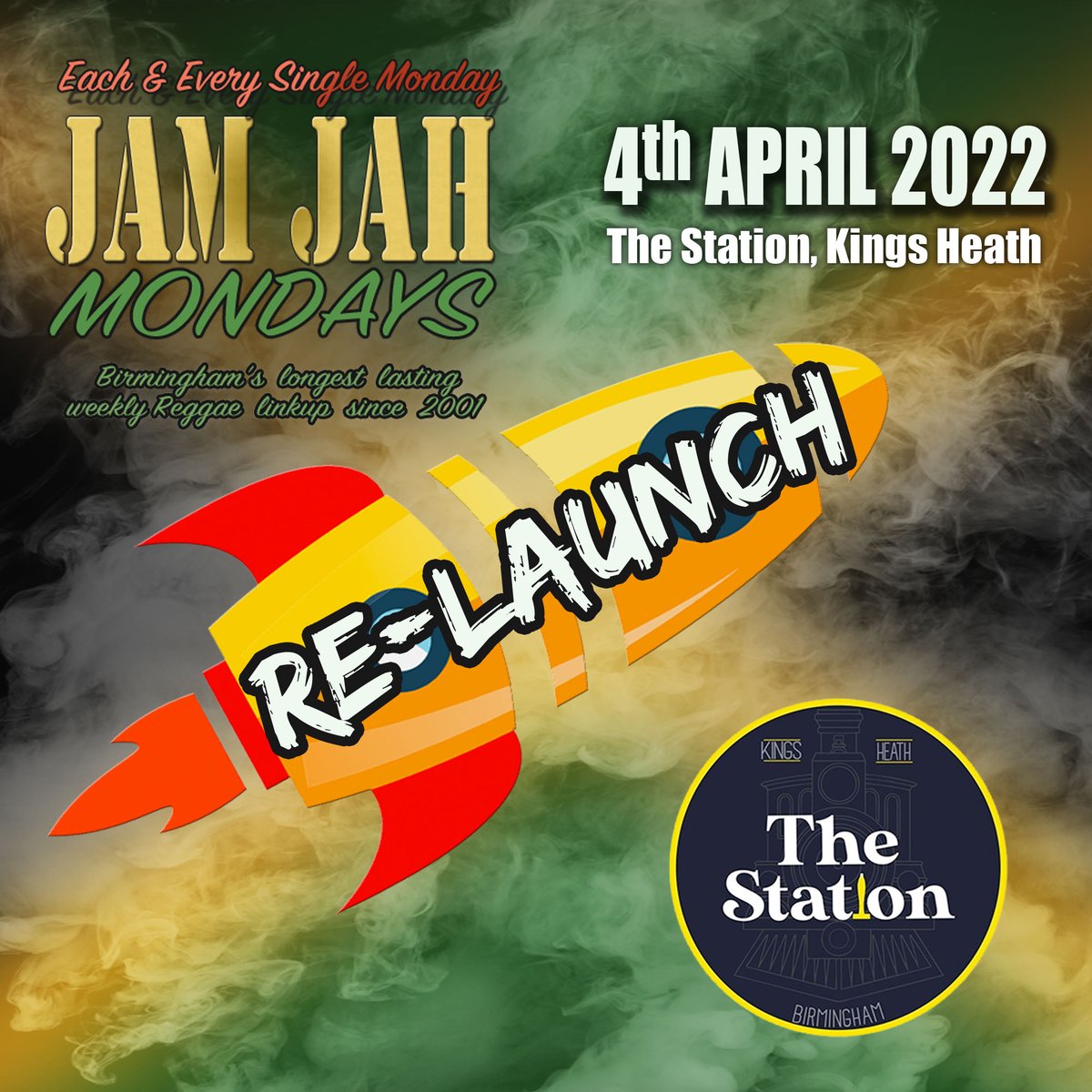 JamJahSound1's tweet photo. The weekly #jamjahmondays re-launches next month, after a short break, every single Monday of the year without fail from the 4th april 2022 onwards at @stationpubkh from 9pm #b14 #jamjah #badlands #itsabrumting #jamjahmondays #mondaymotivation #reggae #0121reggae @grapevinebrum https://t.co/YxAgu6qAYh