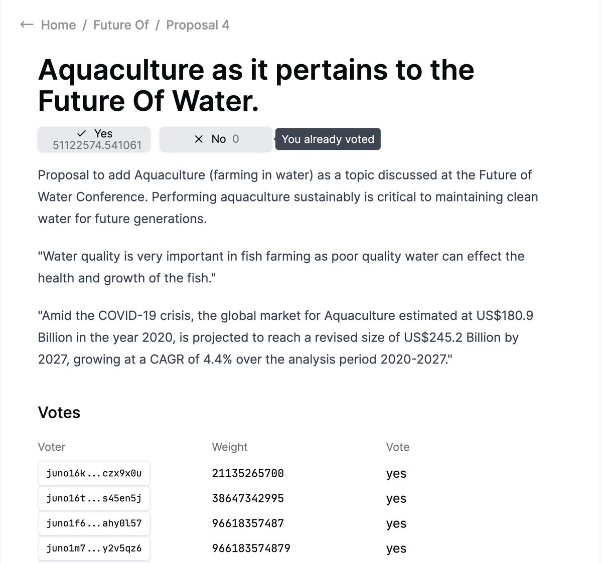 futureofconf's tweet photo. It is really something to be planning a conference literally governed by its attendees and contributors. https://t.co/AOBe4y1HYw Here's an example of a @DA0_DA0 proposal that added a topic of discussion to the conference and passed with 47% turnout! https://t.co/Gj87UVfOnK
