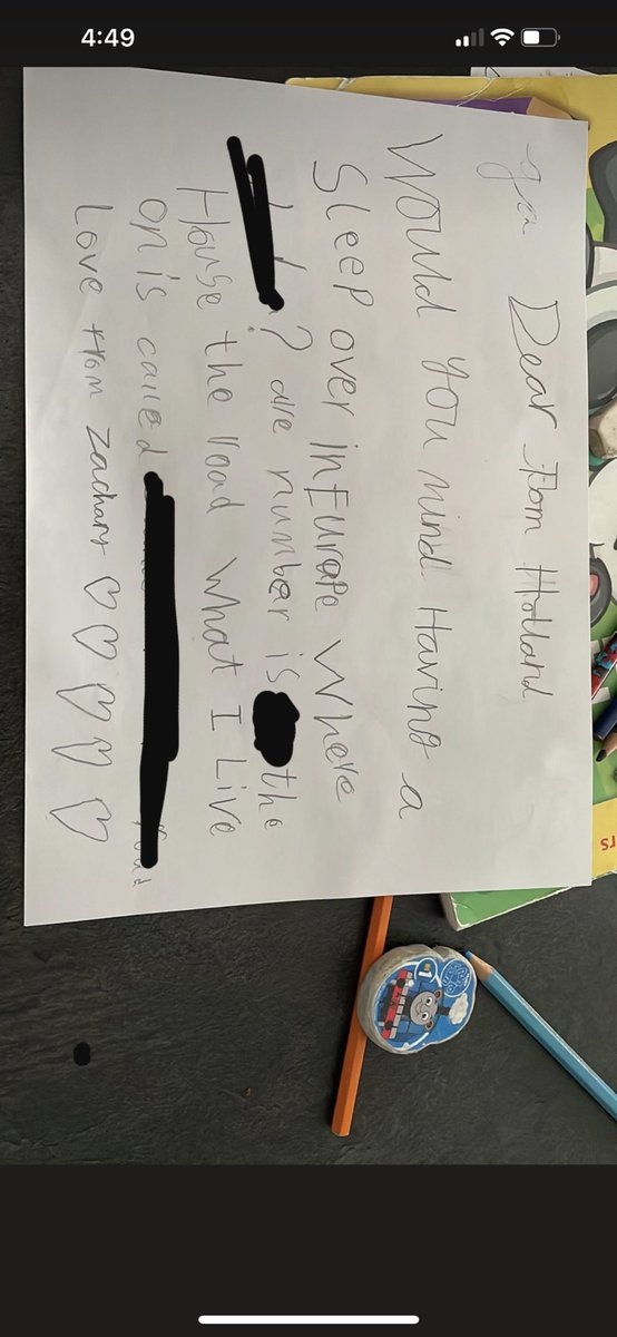 My little cousin absolutely loves Spider-Man and wrote this letter to <a href="/TomHolland1996/">Tom Holland</a> ♥️♥️ please retweet it in the hope his hero will see it and might reply!! (He wrote his address in it for a sleepover)<a href="/SpiderManMovie/">Spider-Man Movie</a> #SpiderManNoWayHome #SpiderMan #TomHolland #tomholland1996