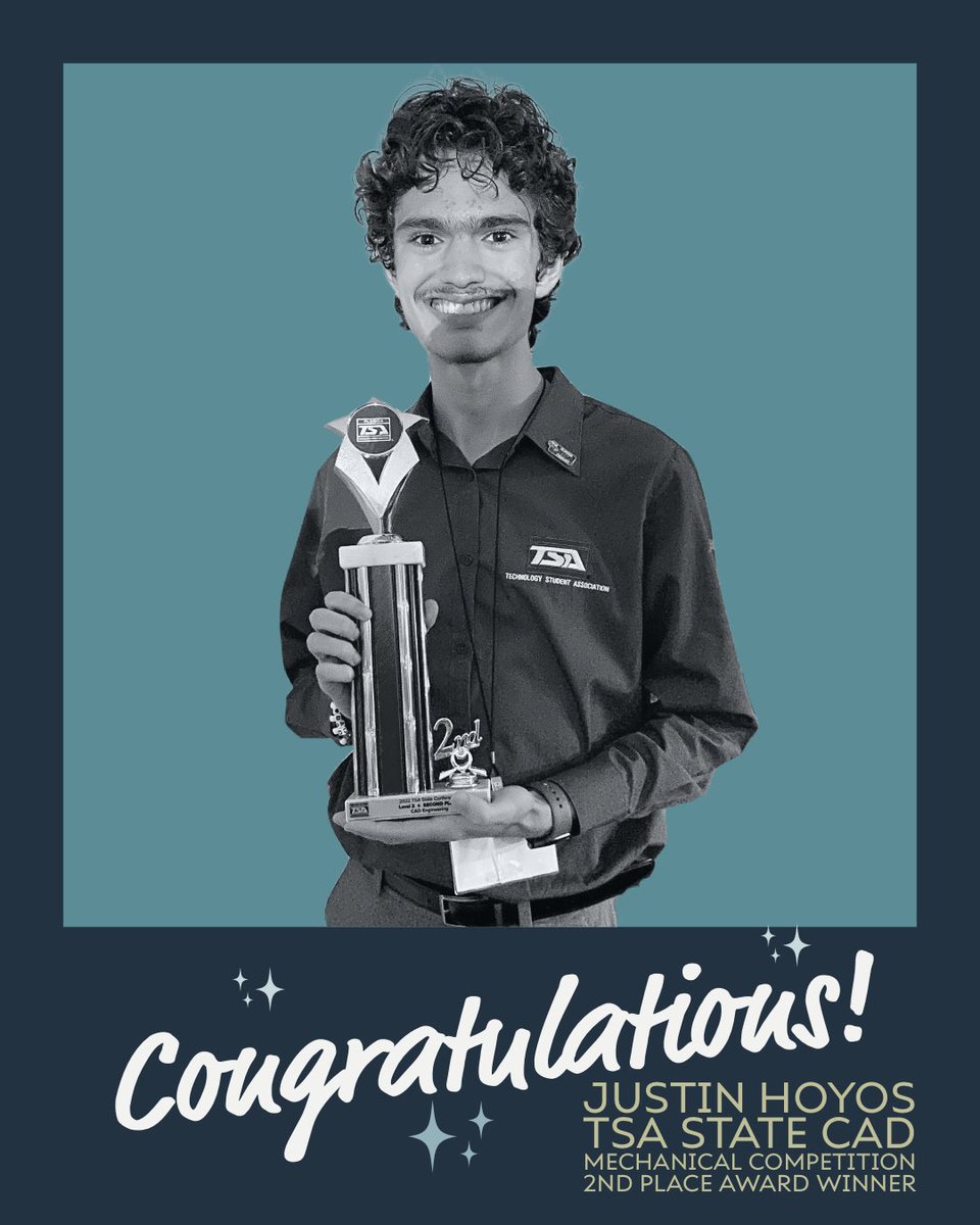 Congratulations to our TSA Team and Justin Hoyos for earning 2nd Place in the CAD Mechanical Competition and the TSA State Conference. @mlectsa <a href="/miamimagnets/">Miami Magnet Schools</a> @ctemiami <a href="/MDCPS/">Miami-Dade Schools</a> <a href="/MDCPSNorth/">M-DCPS North Region</a>