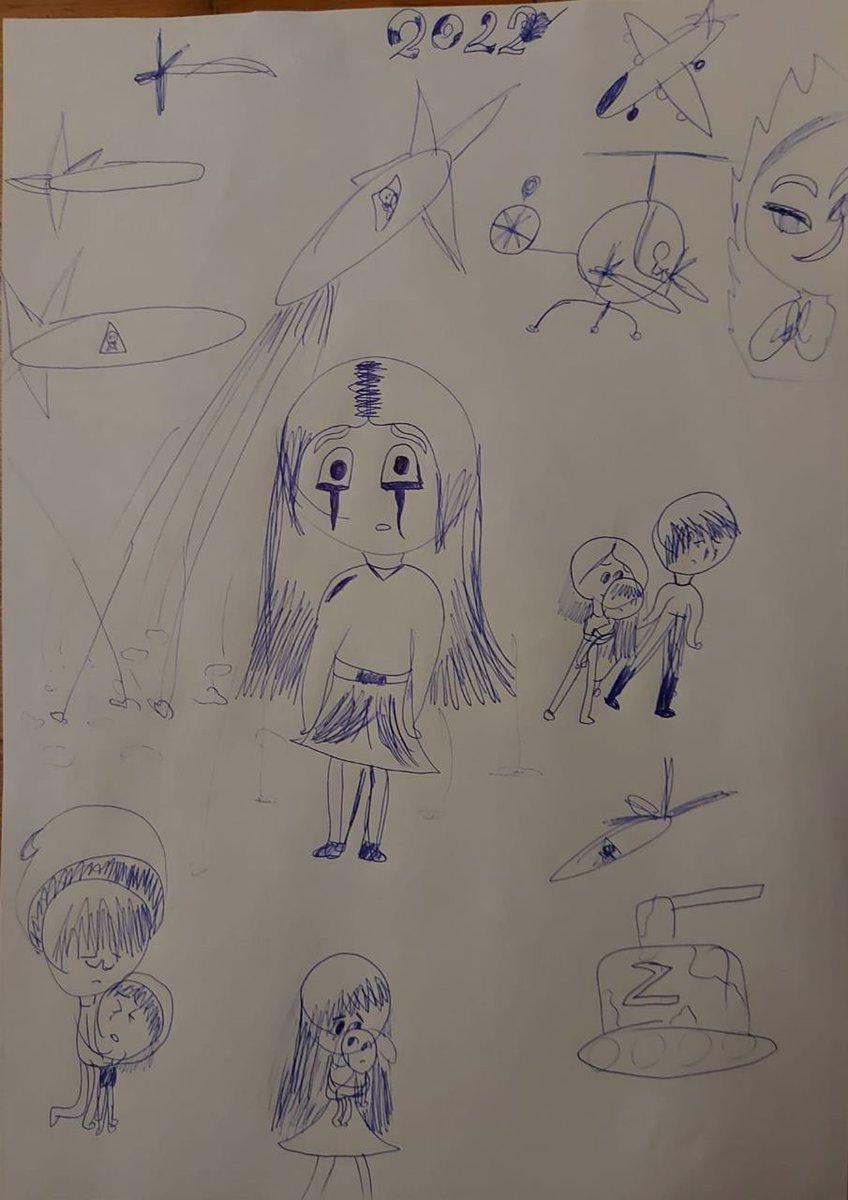 Drawing of a #Ukrainian girl from a bomb shelter in #Chuguev.