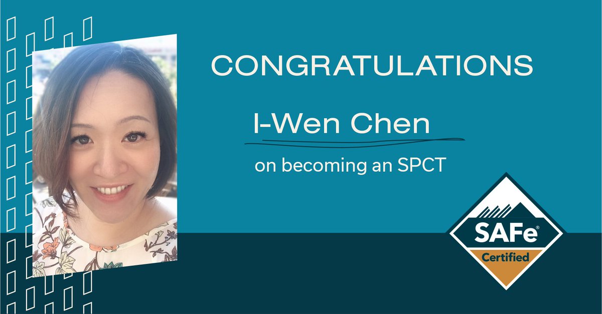ScaledAgile's tweet photo. Congratulations to I-Wen Chen on becoming an SPCT! https://t.co/OcK983vmtF