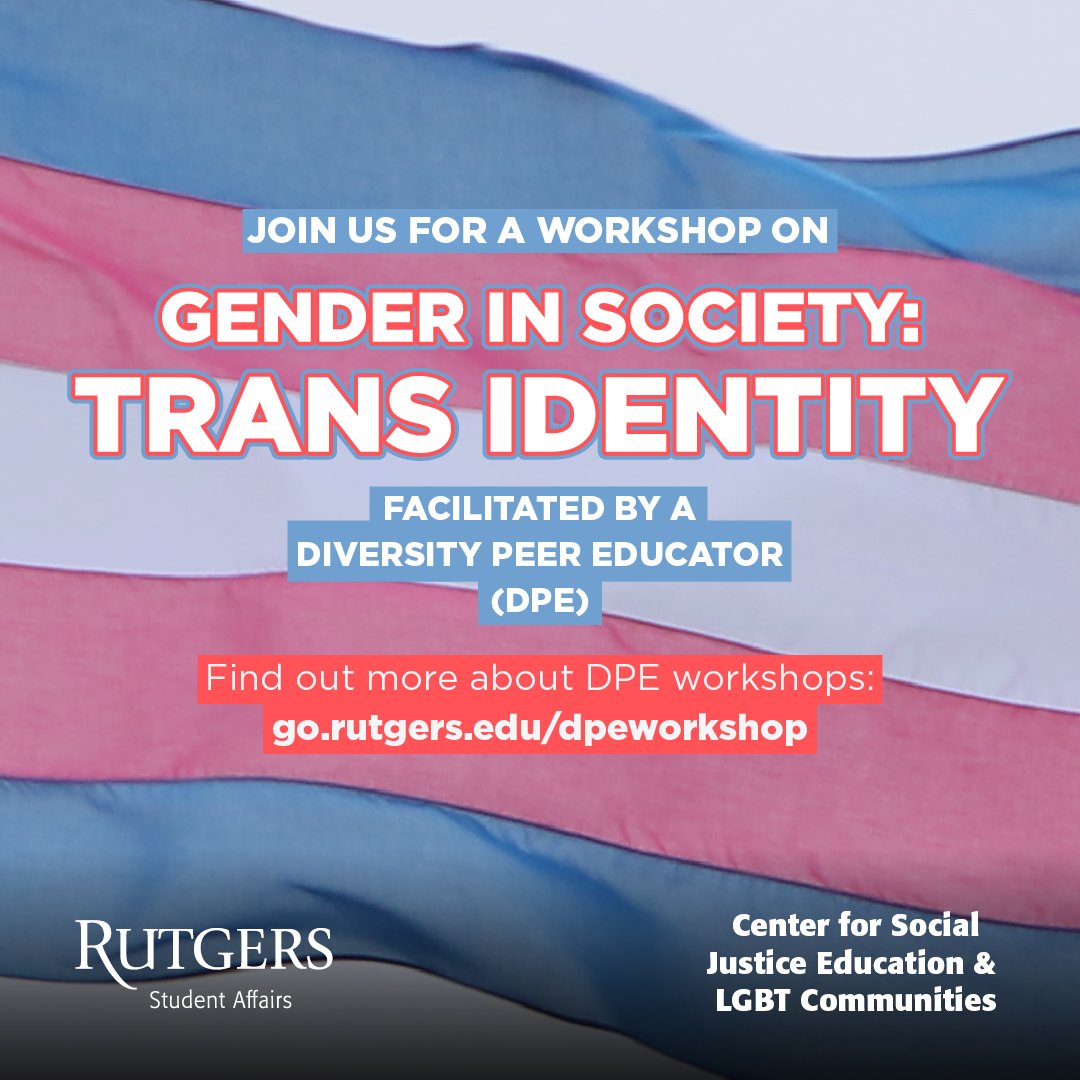 Calling all student leaders! In need of help with talking about difficult topics such as Gender in Society? Request a free workshop led by Diversity Peer Educators today: go.rutgers.edu/dpeworkshop #Rutgers #weRunited